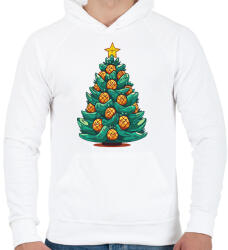 printfashion Ananászos karácsonyfa - Férfi kapucnis pulóver - Fehér (15303076)