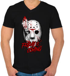printfashion A péntek közeleg - Férfi V-nyakú póló - Fekete (2299749)