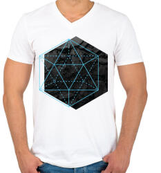 printfashion Hexagonal - Férfi V-nyakú póló - Fehér (344895)