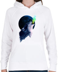 printfashion Farkasüvöltés - Női kapucnis pulóver - Fehér (395102)