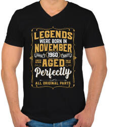 printfashion A tökéletes legendák novemberben születtek - Férfi V-nyakú póló - Fekete (6086657)