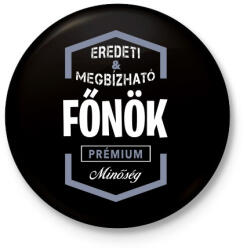 printfashion Főnök prémium minőség - Kitűző, hűtőmágnes - Fekete (3097032)