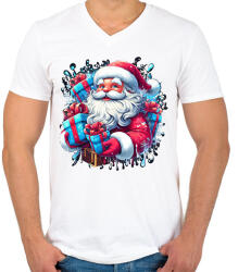 printfashion Mikulás - Férfi V-nyakú póló - Fehér (14953020)
