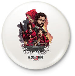 printfashion La casa de papel - A nagy pénzrablás - Kitűző, hűtőmágnes - Fehér (13653002)