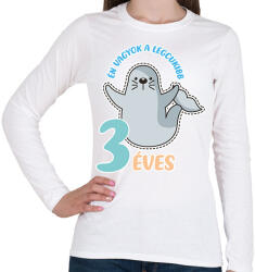printfashion Fókás szülinap - Női hosszú ujjú póló - Fehér (7946497)