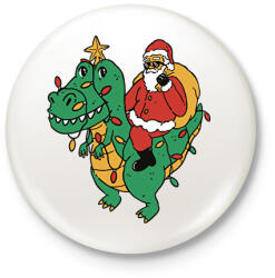 printfashion Télapó dínó háton - Kitűző, hűtőmágnes - Fehér (14757797)