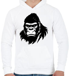 printfashion Gorilla fej - Férfi kapucnis pulóver - Fehér (15846412)