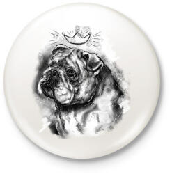 printfashion angol bulldog koronaval - Kitűző, hűtőmágnes - Fehér (5703305)