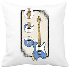 printfashion Elektromos gitár - Párnahuzat, Díszpárnahuzat - Fehér (14126005)