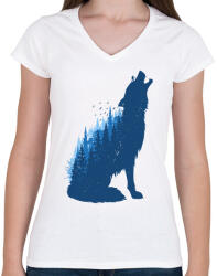 printfashion Vadon - Női V-nyakú póló - Fehér (1069958)