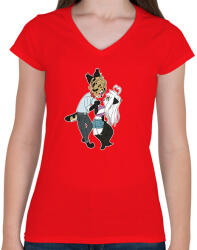 printfashion Cuki cicák - Női V-nyakú póló - Piros (2229895)