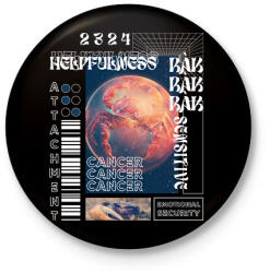 printfashion Cancer - Streetwear sryle - Kitűző, hűtőmágnes - Fekete (15693745)