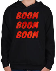printfashion boom boom boom - Gyerek kapucnis pulóver - Fekete (1859396)