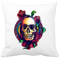 printfashion Calavera virágos koponya - Párnahuzat, Díszpárnahuzat - Fehér (1782712)