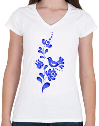 printfashion Magyaros minta4 - Női V-nyakú póló - Fehér (7900170)