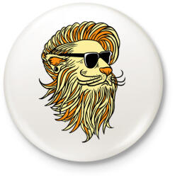 printfashion Cool Lion - Kitűző, hűtőmágnes - Fehér (3082785)