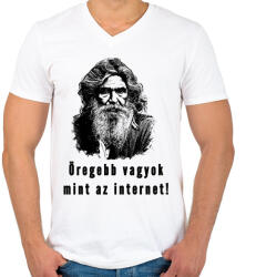 printfashion öregebb vagyok mint az internet - Férfi V-nyakú póló - Fehér (1452252)