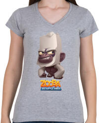 printfashion Zooba - Bruce - Női V-nyakú póló - Sport szürke (4601379)