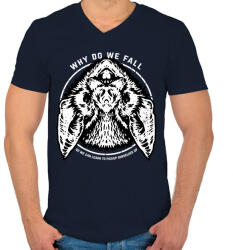 printfashion Azért zuhanunk a mélybe, hogy megtanuljunk kimászni belőle. - Férfi V-nyakú póló - Sötétkék (396727)