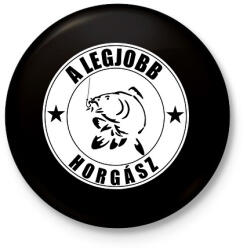 printfashion A legjobb horgász - Kitűző, hűtőmágnes - Fekete (13573284)