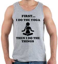 printfashion Először jógázok, aztán a dolgaimat teszem - Férfi atléta - Sport szürke (1340345)