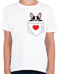 printfashion Boston Terrier zsebben - Gyerek póló - Fehér (7097700)