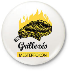 printfashion Grillezés mesterfokon - Kitűző, hűtőmágnes - Fehér (6290390)