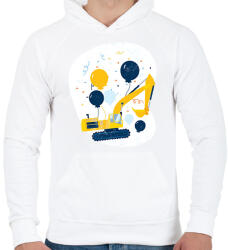 printfashion Buldózer - Férfi kapucnis pulóver - Fehér (6378486)
