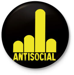 printfashion Antisocial finger - Kitűző, hűtőmágnes - Fekete (7032461)