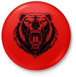 printfashion Dühös medve - Kitűző, hűtőmágnes - Piros (3631496)