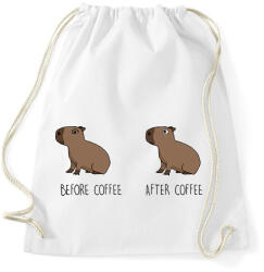 printfashion Capybara - Before coffee after coffee - Sportzsák, Tornazsák - Fehér (13407577)