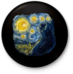 printfashion Van Gogh cica , Starry night by Vincent - Kitűző, hűtőmágnes - Fekete (11115113)