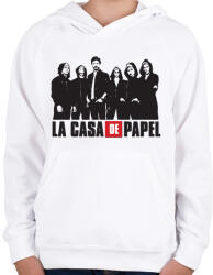 printfashion La casa de papel - nagy pénzrablás art - Gyerek kapucnis pulóver - Fehér (4894066)