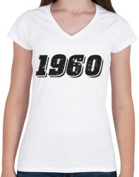 printfashion 1960 - Női V-nyakú póló - Fehér (6173848)