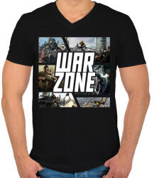 printfashion Warzone - Férfi V-nyakú póló - Fekete (2602807)