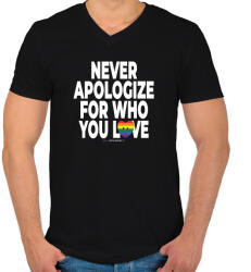 printfashion Never apologize for who you are - humanista - LMBT / LMBTQI (125) - Férfi V-nyakú póló - Fekete (3911848)