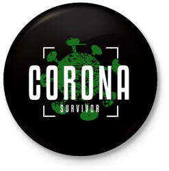 printfashion Corona survivor - Kitűző, hűtőmágnes - Fekete (3102058)