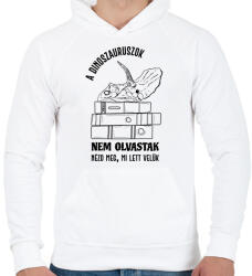 printfashion A dinoszauruszok nem olvastak - Férfi kapucnis pulóver - Fehér (7259896)