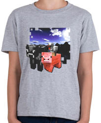 printfashion minecraft farm állatok (képregény stílus) - Gyerek póló - Sport szürke (14645924)