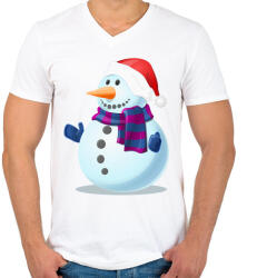 printfashion Hóember - Férfi V-nyakú póló - Fehér (5607930)