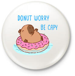 printfashion Donut worry be capy (kék) - Kitűző, hűtőmágnes - Fehér (13814648)