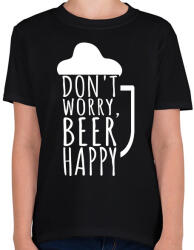 printfashion Dont Worry Beer Happy - Gyerek póló - Fekete (1695817)