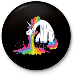 printfashion Hányó unikornis - Kitűző, hűtőmágnes - Fekete (13709590)