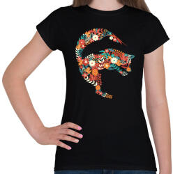 printfashion Róka virágokból - Női póló - Fekete (9433954)