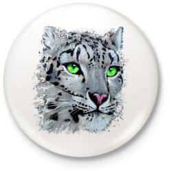 printfashion Hópárduc - zöld szemmel - Kitűző, hűtőmágnes - Fehér (13233617)
