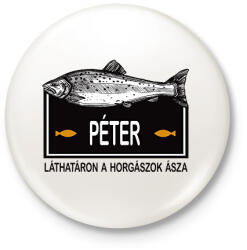 printfashion Lárhatáron a horgászok ásza - Névvel - Kitűző, hűtőmágnes - Fehér (6287336)