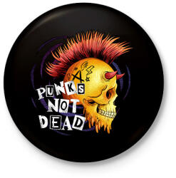 printfashion Punks not dead - Kitűző, hűtőmágnes - Fekete (7803587)