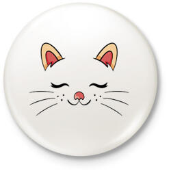 printfashion Cica fej - Kitűző, hűtőmágnes - Fehér (9184689)