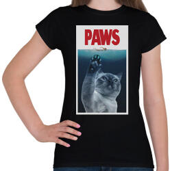 printfashion PAWS cápa macska - Női póló - Fekete (16310767)