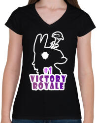 printfashion Victory Royale - Női V-nyakú póló - Fekete (975315)